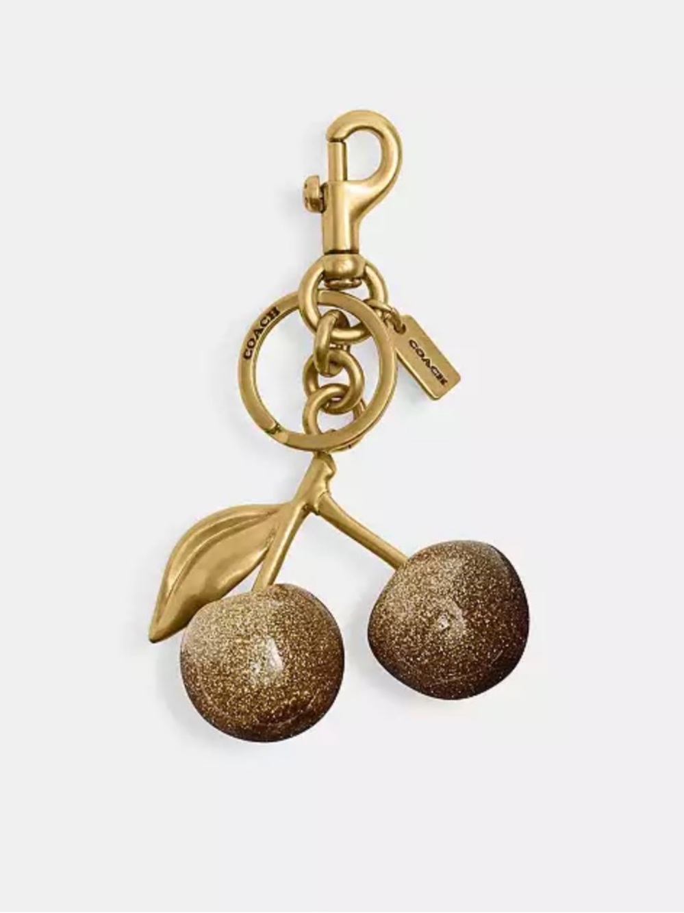 Gold Glitter Cherry Keychain